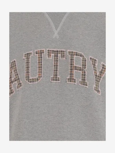 Autry Cotton Crew Neck Sweatshirt With Logo Lettering In Gray