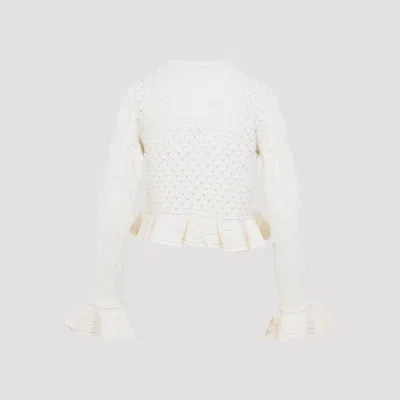 Chloé Openwork Flounced Cardigan In Alpaca And Silk In White