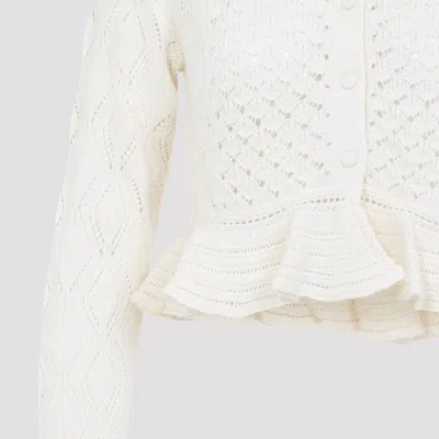 Chloé Openwork Flounced Cardigan In Alpaca And Silk In White