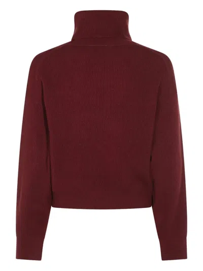 Brunello Cucinelli Cashmere Blend English Ribbed Turtleneck Sweater In Red