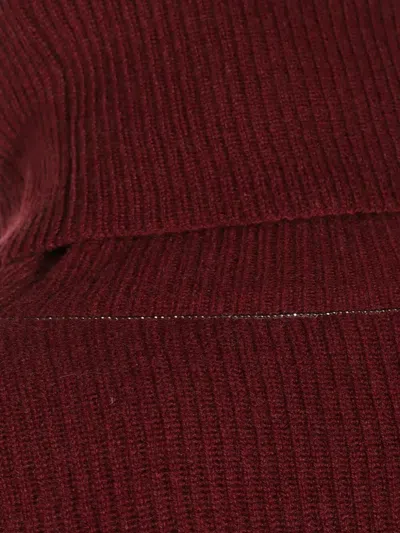 Brunello Cucinelli Cashmere Blend English Ribbed Turtleneck Sweater In Red
