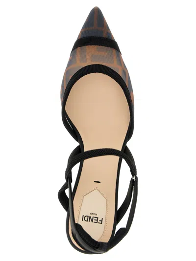 Fendi Women Ff Velvet Slingback In Brown