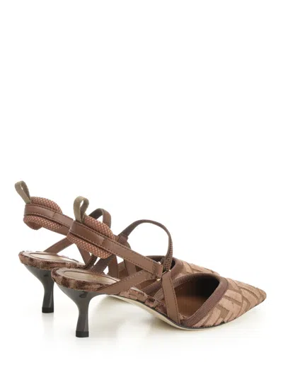 Fendi Colibrì Lite Slingbacks In Ff Fabric In Brown