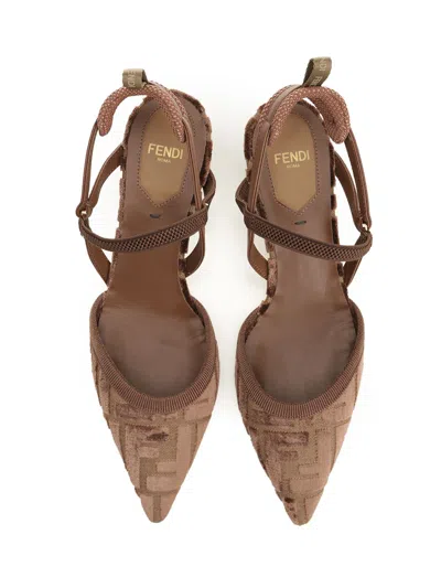 Fendi Colibrì Lite Slingbacks In Ff Fabric In Brown