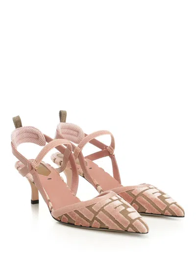 Fendi Pointed Toe Strappy Kitten Heel Pumps In Pink