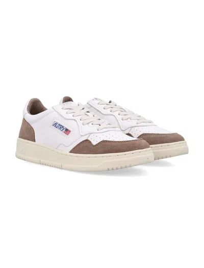 Autry Goatskin And Suede Medalist Low Sneakers In Neutral