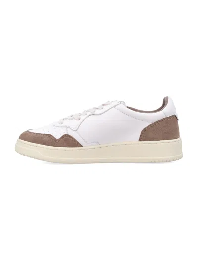 Autry Goatskin And Suede Medalist Low Sneakers In Neutral