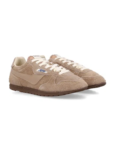 Autry Windspin Tonal Sneakers In Suede And Leather In Neutral