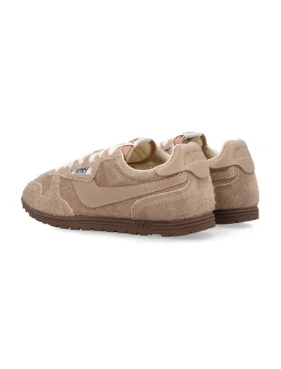 Autry Windspin Tonal Sneakers In Suede And Leather In Neutral