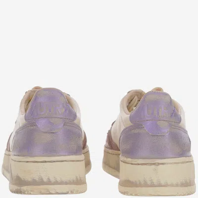 Autry Low-top Leather Sneakers With Vintage Effect In Multi