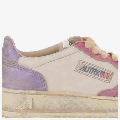 Autry Low-top Leather Sneakers With Vintage Effect In Multi