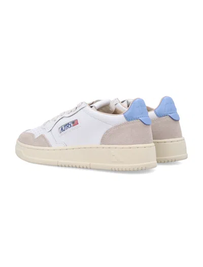 Autry Medalist Low Sneakers In Leather And Suede Color White And Silver Blue In Multi
