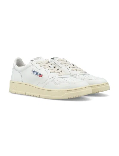 Autry Leather Low-top Sneakers With Perforated Toe Box In White