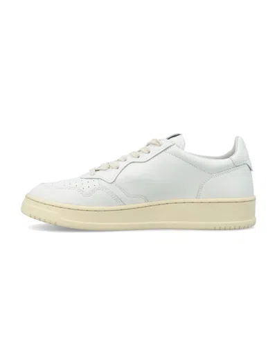 Autry Leather Low-top Sneakers With Perforated Toe Box In White