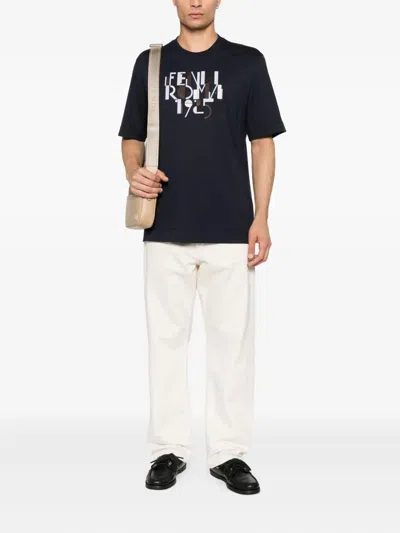 Fendi T-shirt Dark Blue Cotton T-shirt