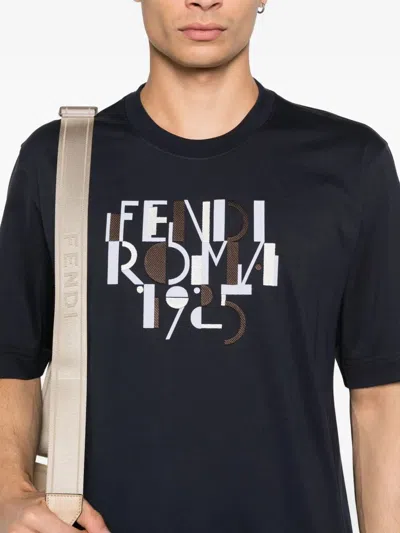 Fendi T-shirt Dark Blue Cotton T-shirt