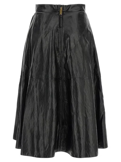 Elisabetta Franchi Flared Midi Skirt With High Waist In Black
