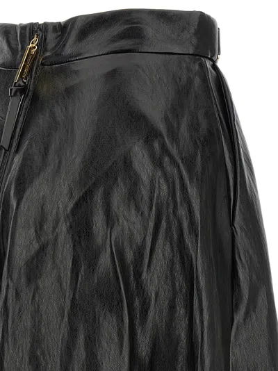 Elisabetta Franchi Flared Midi Skirt With High Waist In Black