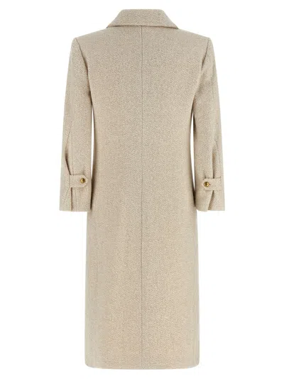 Elisabetta Franchi Double-breasted Coat Coats And Trench Coats White In Brown