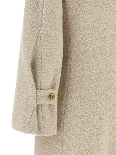 Elisabetta Franchi Double-breasted Coat Coats And Trench Coats White In Brown