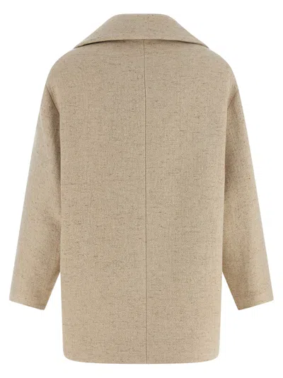 Elisabetta Franchi Double-breasted Coat Coats And Trench Coats White In Brown