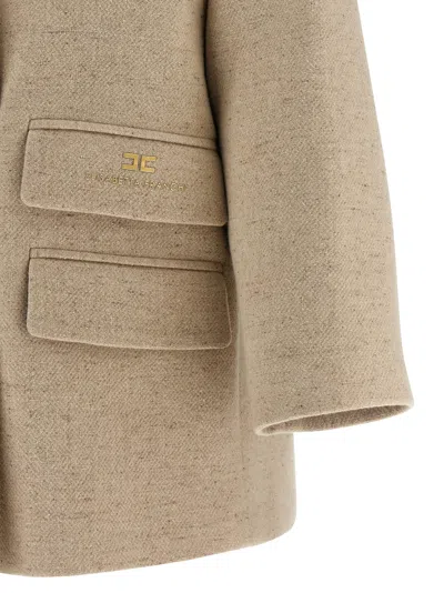 Elisabetta Franchi Double-breasted Coat Coats And Trench Coats White In Brown
