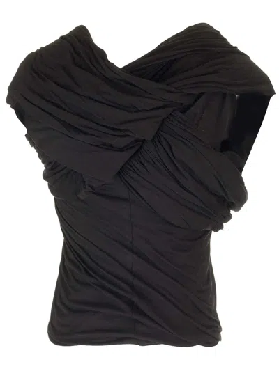 Rick Owens Harness T Draped Top In Black