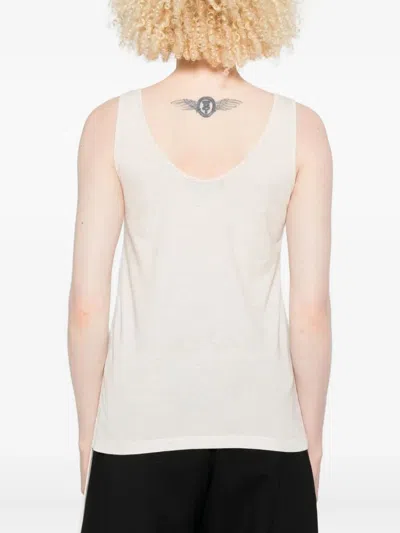 Fendi Sleeveless Embroidered Scoop Neck Top In White