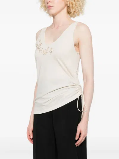 Fendi Sleeveless Embroidered Scoop Neck Top In White