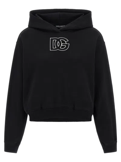 Dolce & Gabbana Cotton Sweatshirt With Dg Embroidery In Black