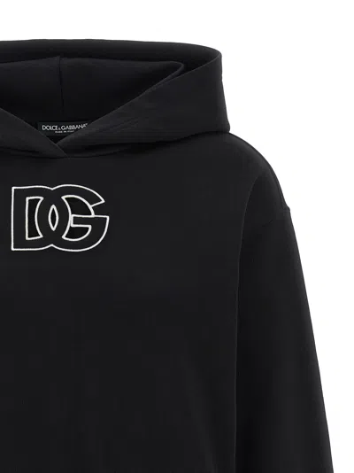Dolce & Gabbana Cotton Sweatshirt With Dg Embroidery In Black