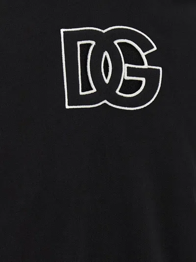 Dolce & Gabbana Cotton Sweatshirt With Dg Embroidery In Black
