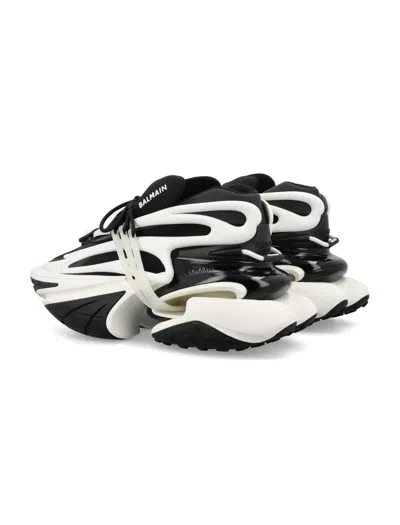 Balmain Unicorn Low Sneakers - Leather - Black In White