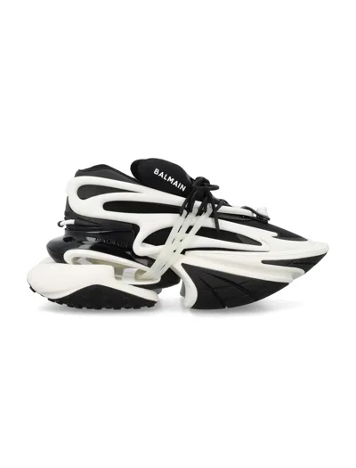 Balmain Unicorn Low Sneakers - Leather - Black In White