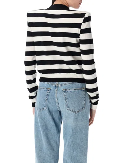 Balmain Buttoned Face Mariniere Knit Cardigan In Black