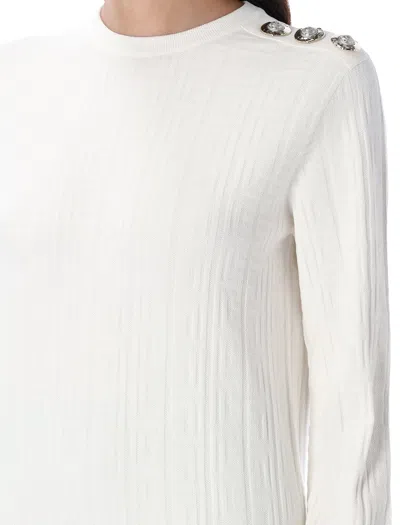 Balmain Maxi Shoulder Top Sweaters And Cardigans White In White