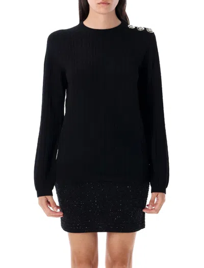 Balmain Knitted Tops In Black