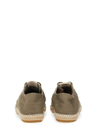 Autry Woven Jute Sole Flat Shoes With Lace-up Closure In Black