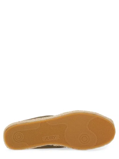 Autry Woven Jute Sole Flat Shoes With Lace-up Closure In Black