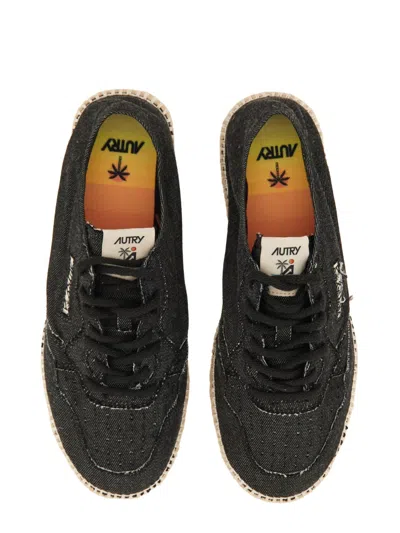 Autry Low Top Denim Espadrilles Sneakers In Black