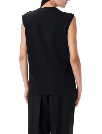 Balmain Logo Printed Sleeveless Tank Top In Black