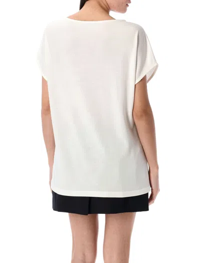 Balmain Women's Boatneck Eye Print Top In White
