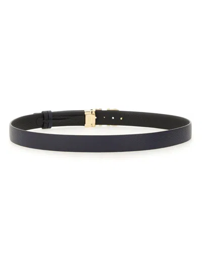 Ferragamo Buckle Textured Adjustable Belt In Black