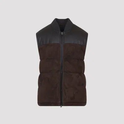 Brioni Sleeveless Puffer Vest Contrast Panels In Black