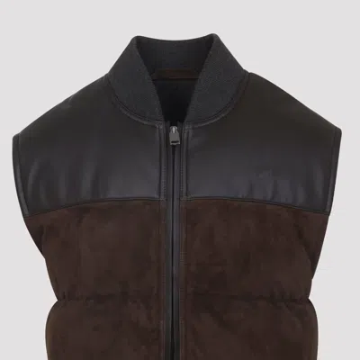 Brioni Sleeveless Puffer Vest Contrast Panels In Black