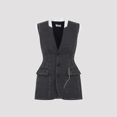 Moschino Sleeveless Wool Vest Tailored Stitching In Blue
