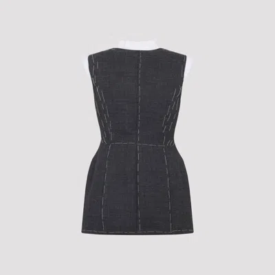 Moschino Sleeveless Wool Vest Tailored Stitching In Blue