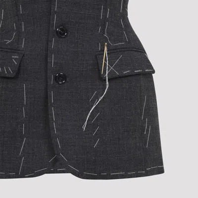 Moschino Sleeveless Wool Vest Tailored Stitching In Blue