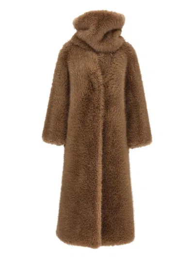 Bb Couture Biscuit Ecofur Coat In Brown
