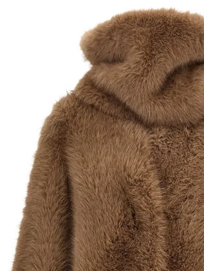 Bb Couture Biscuit Ecofur Coat In Brown